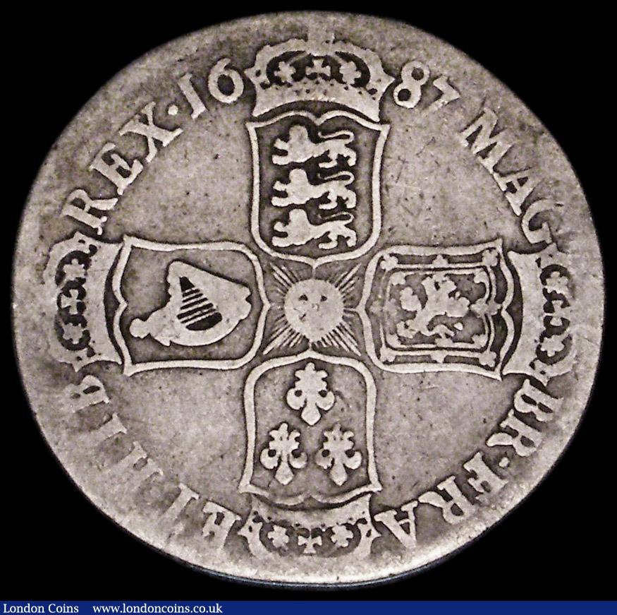 London Coins : A162 : Lot 3004 : Halfcrown 1687 ESC 498, Bull 753 VG