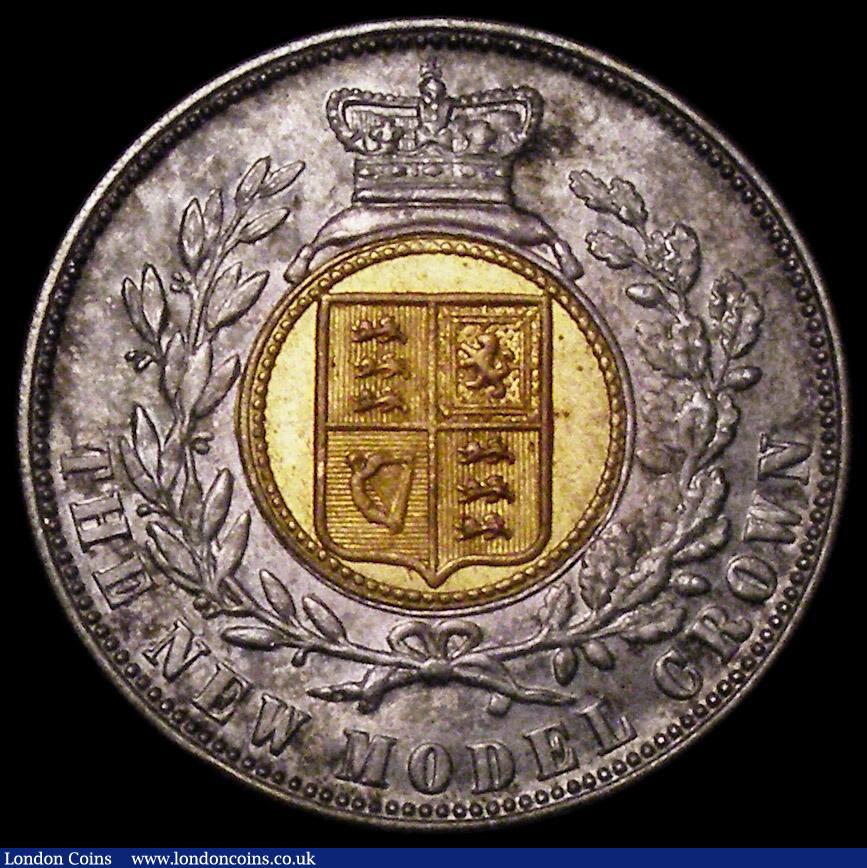 London Coins : A162 : Lot 3017 : Model Crown undated (1848) Bimetallic in Silver Copper and Gilt Victoria Gothic Head, Obverse: Gothi...
