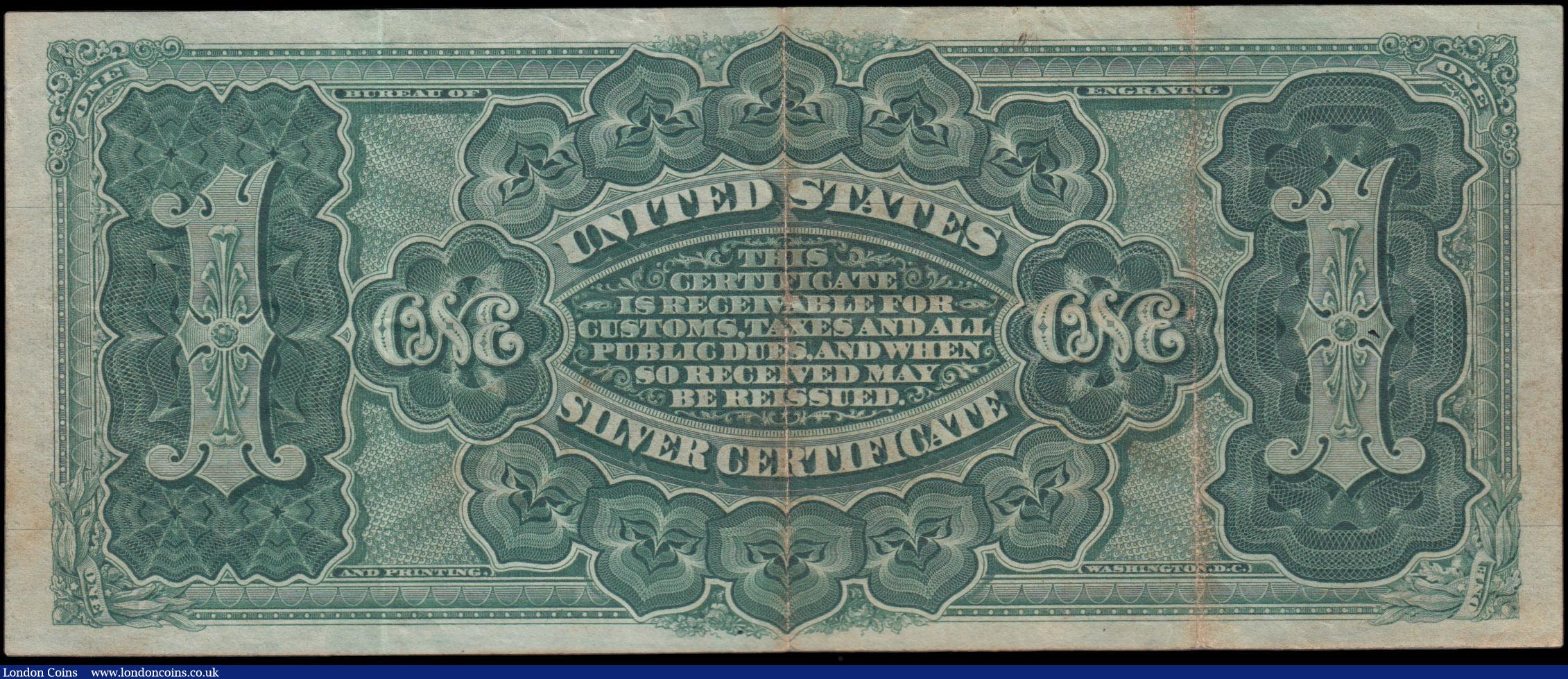 London Coins : A162 : Lot 362 : USA 1 Dollar Silver Certificate dated 1886 series B62549351, signed Rosecrans & Huston, large br...