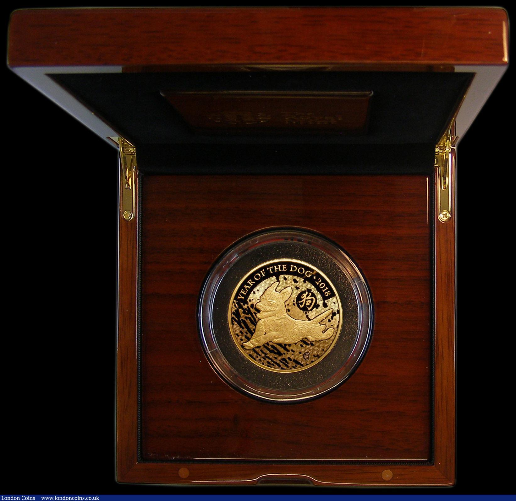 London Coins : A162 : Lot 448 : Five Hundred Pounds 2018 Shengxiao Collection - Chinese Lunar Year of the Dog 5oz. Gold Proof FDC in...