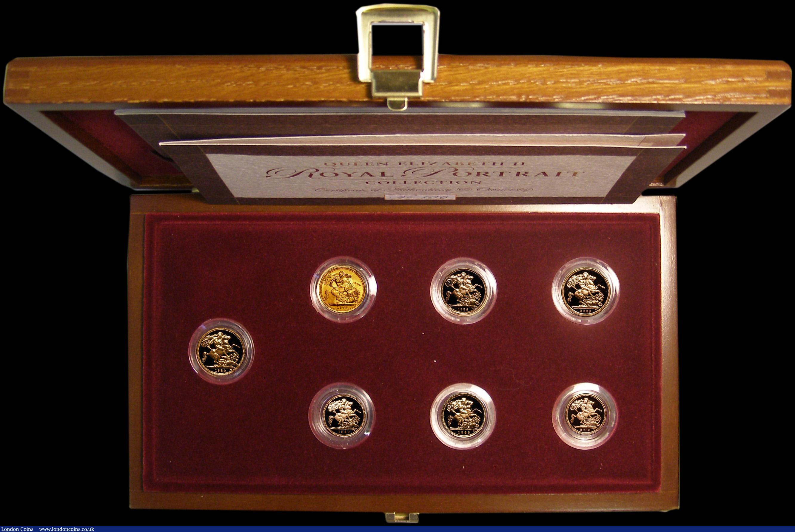 London Coins : A162 : Lot 548 : Queen Elizabeth II Royal Portrait Collection a scarce 7 coin issue Sovereign 1963, Proof Sovereign 1...