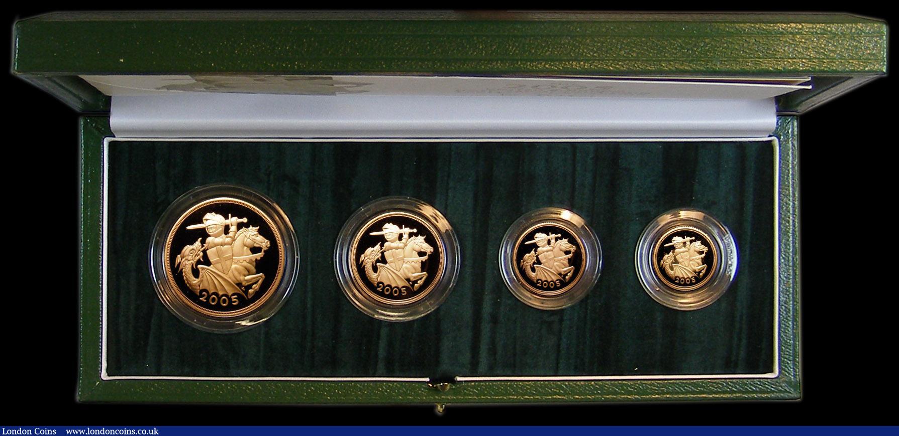London Coins : A162 : Lot 691 : United Kingdom 2005 Gold Proof Sovereign Collection a Four-coin set comprising Gold Five Pounds 2005...