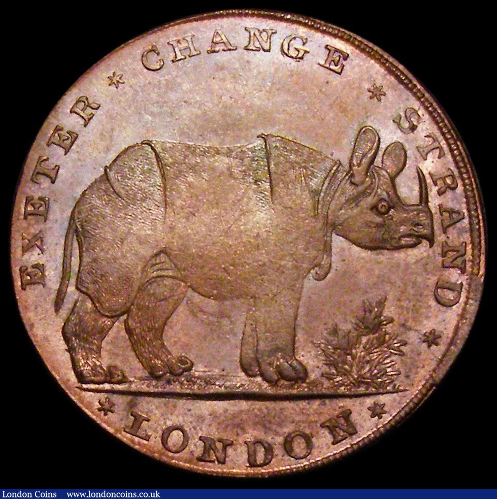London Coins : A162 : Lot 867 : Halfpenny 18th Century Middlesex - Pidcock's undated, Obverse : Elephant, Reverse: Rhinoceros f...