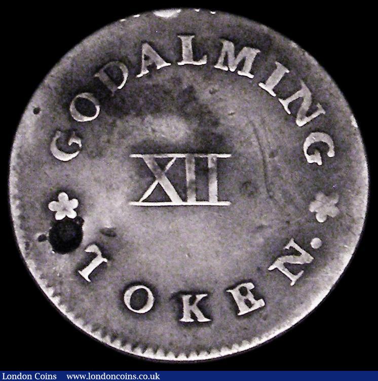 London Coins : A162 : Lot 880 : Shilling 19th Century Surrey - Godalming 1811 Davis 1 Obverse: GODALMING * TOKEN * around, in centre...