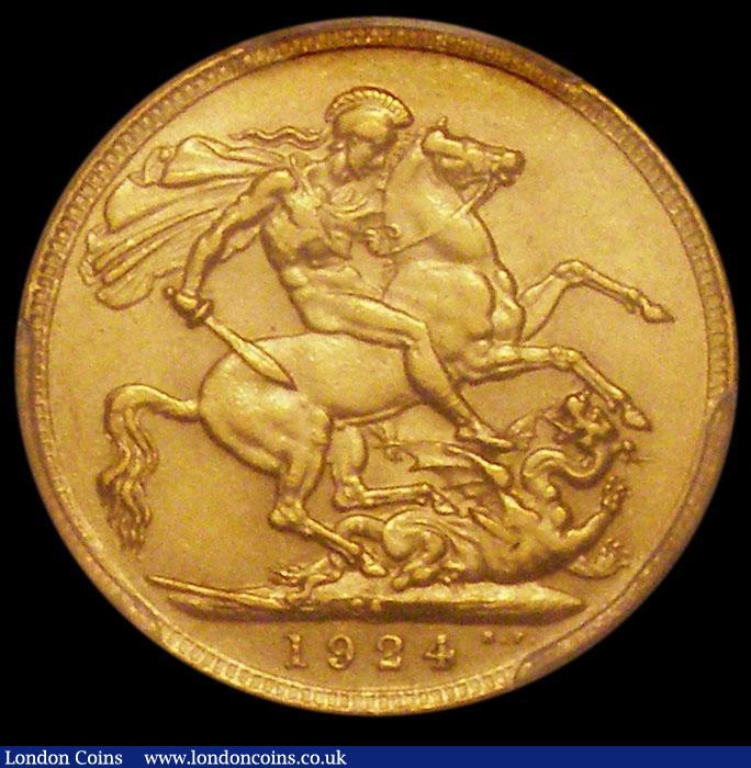 London Coins : A163 : Lot 1031 : Sovereign 1924SA Marsh 288 Extremely Rare rated R5 by Marsh, with a very low mintage of just 2660 pi...