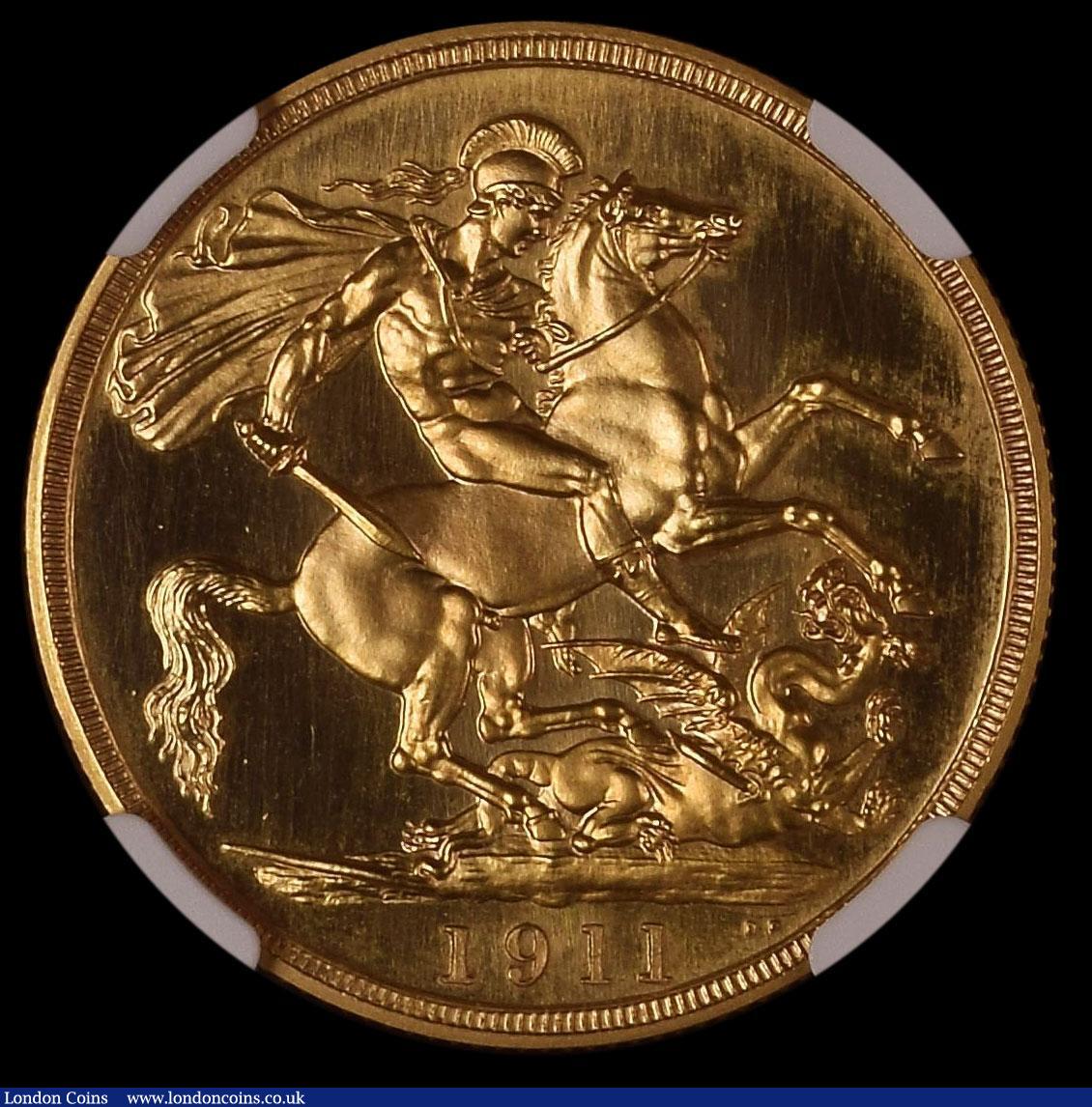 London Coins : A163 : Lot 1094 : Two Pounds 1911 Proof S.3995 a choice example in an NGC holder and graded PF67 Ultra Cameo, at the t...