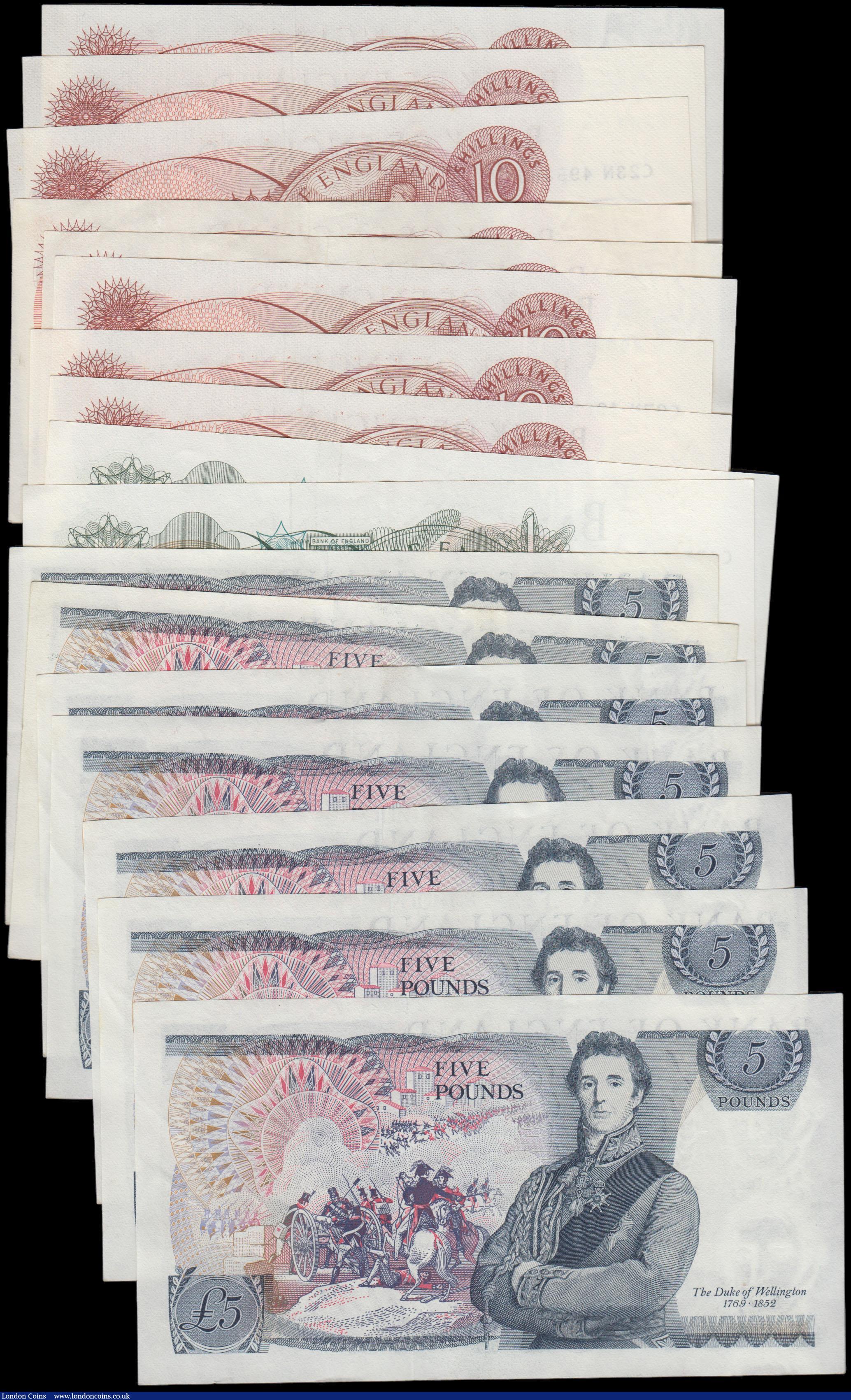 London Coins : A163 : Lot 1336 : Bank of England (17), 10 Shillings signed O'Brien (2), Fforde (6), 1 Pound signed Hollom (2), 5...