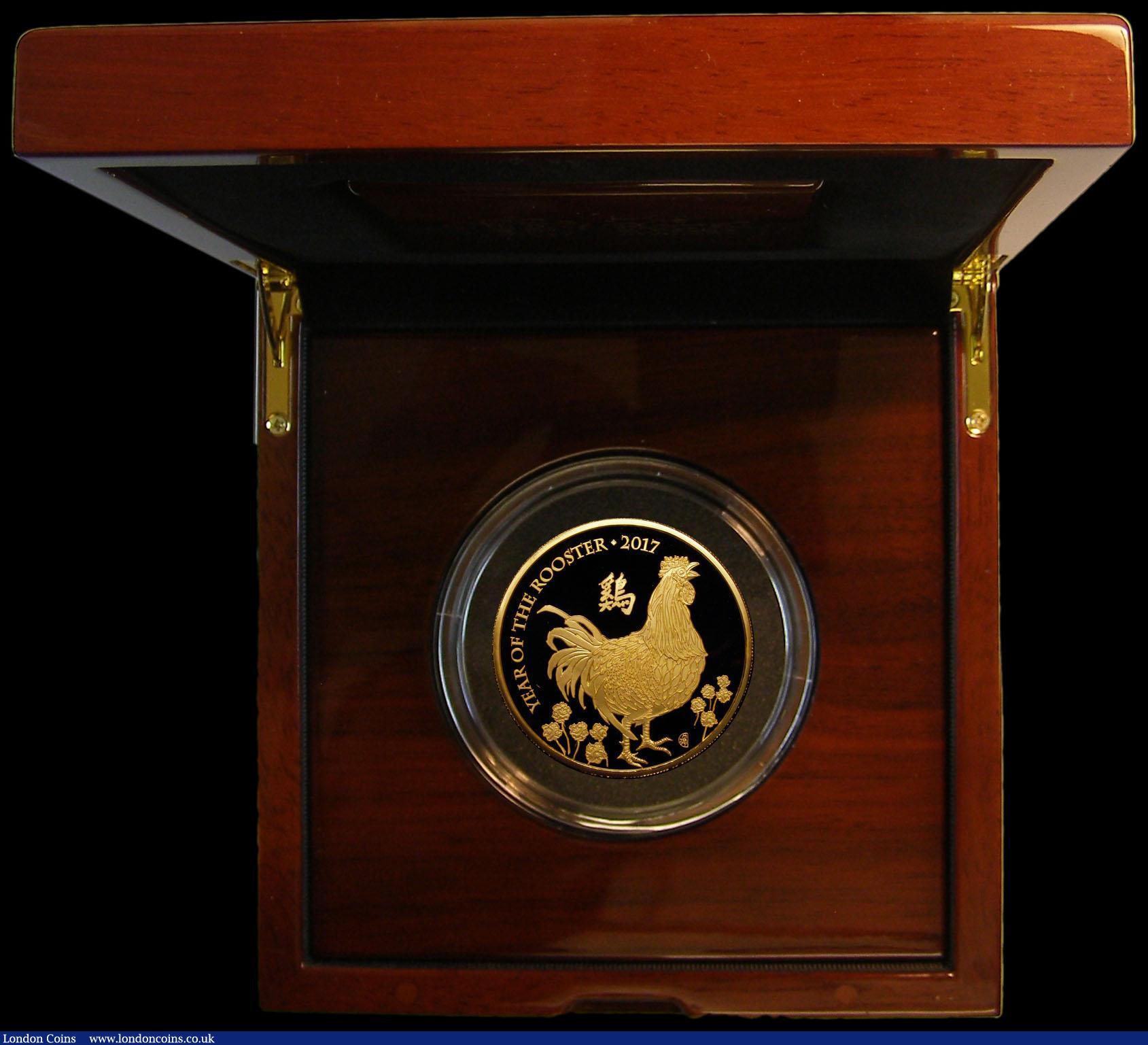 London Coins : A163 : Lot 1682 : Five Hundred Pounds 2017 - Lunar Year of the Rooster, Shengxiao Collection, Gold Proof S.5203 FDC in...