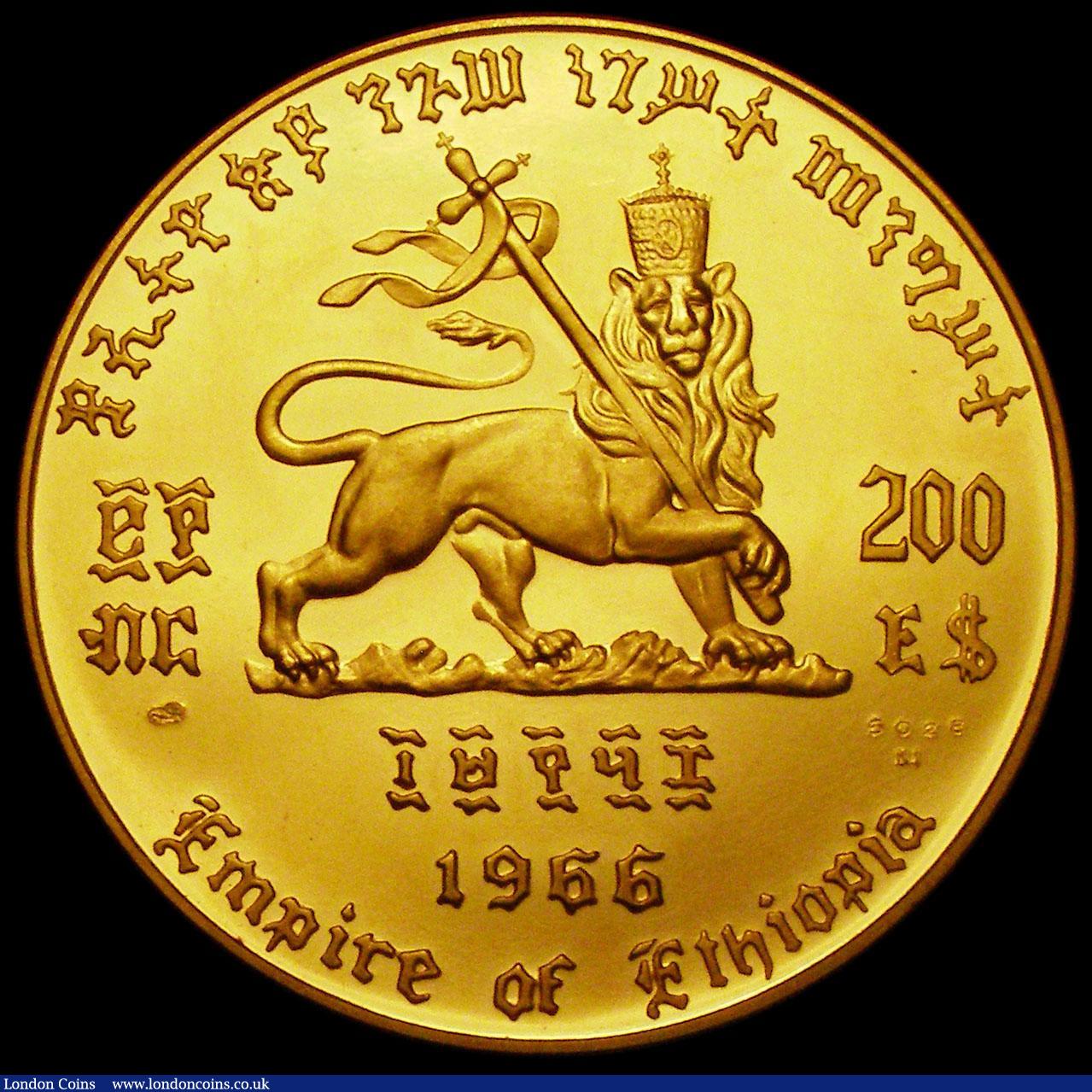 London Coins : A163 : Lot 2074 : Ethiopia 200 Dollars 1966 75th Anniversary of Birth and Anniversary of Reign of Haile Selassie FDC a...