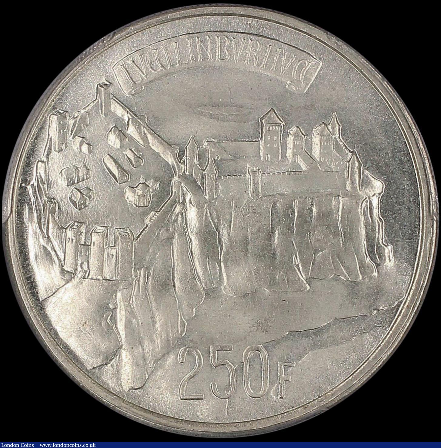 London Coins : A163 : Lot 2501 : Luxembourg 250 Francs 1962 Millennium of Luxembourg KM#53.1 Choice UNC, in a PCGS holder and graded ...