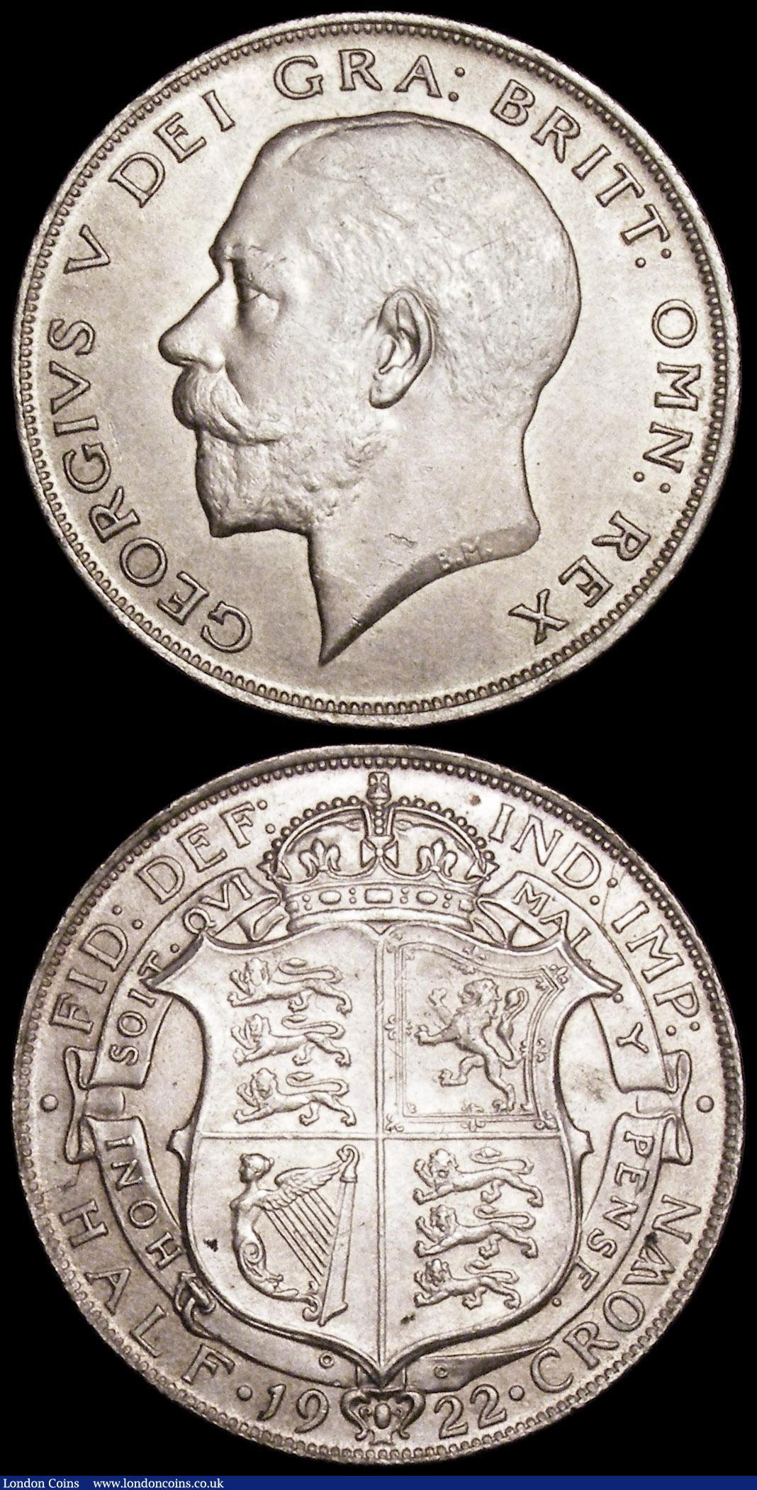 London Coins : A163 : Lot 2608 : Halfcrowns (2) 1921 ESC 768, Davies 1678 dies 3C UNC/AU with some contact marks and a small spot on ...