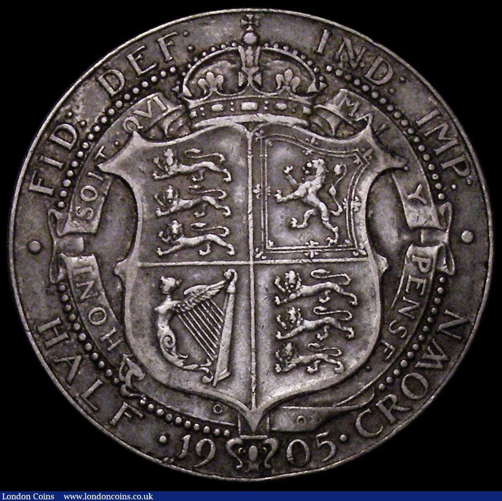 London Coins : A163 : Lot 666 : Halfcrown 1905 ESC 750, Bull 3571 NVF with grey tone, and a gentle edge bruise below the date, never...