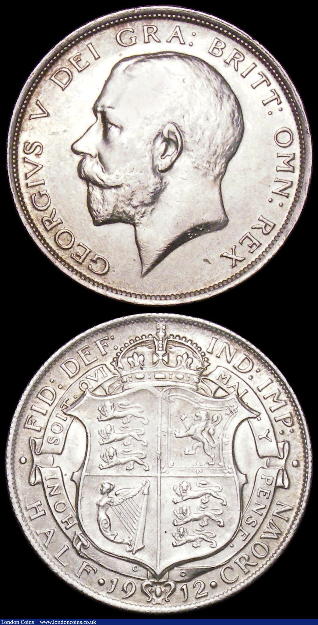 London Coins : A163 : Lot 689 : Halfcrowns (2) 1911 ESC 757, Bull 3709 GEF lightly toned, 1912 ESC 759, Bull 3711 EF 