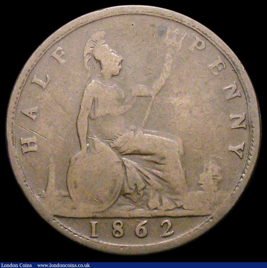 London Coins : A163 : Lot 712 : Halfpenny 1862 Die Letter A, Freeman 290A dies 7+G VG the reverse with some light scratches behind B...