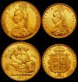 London Coins : A163 : Lot 1285 : Victoria Jubilee Head Gold 1887 (4) Five Pounds 1887 S.3864 EF with some hairlines, Two Pounds 1887 ...