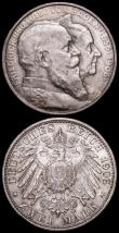 London Coins : A163 : Lot 2446 : German States - Baden 2 Marks (2) 1902 Friedrich I 50th Year of Reign KM#271, 1906 Friedrich I Golde...