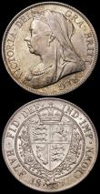 London Coins : A163 : Lot 2606 : Halfcrowns (2) 1896 ESC 730, Bull 2782, Davies 668, dies 2A, AU/GEF nicely toned, the obverse lightl...
