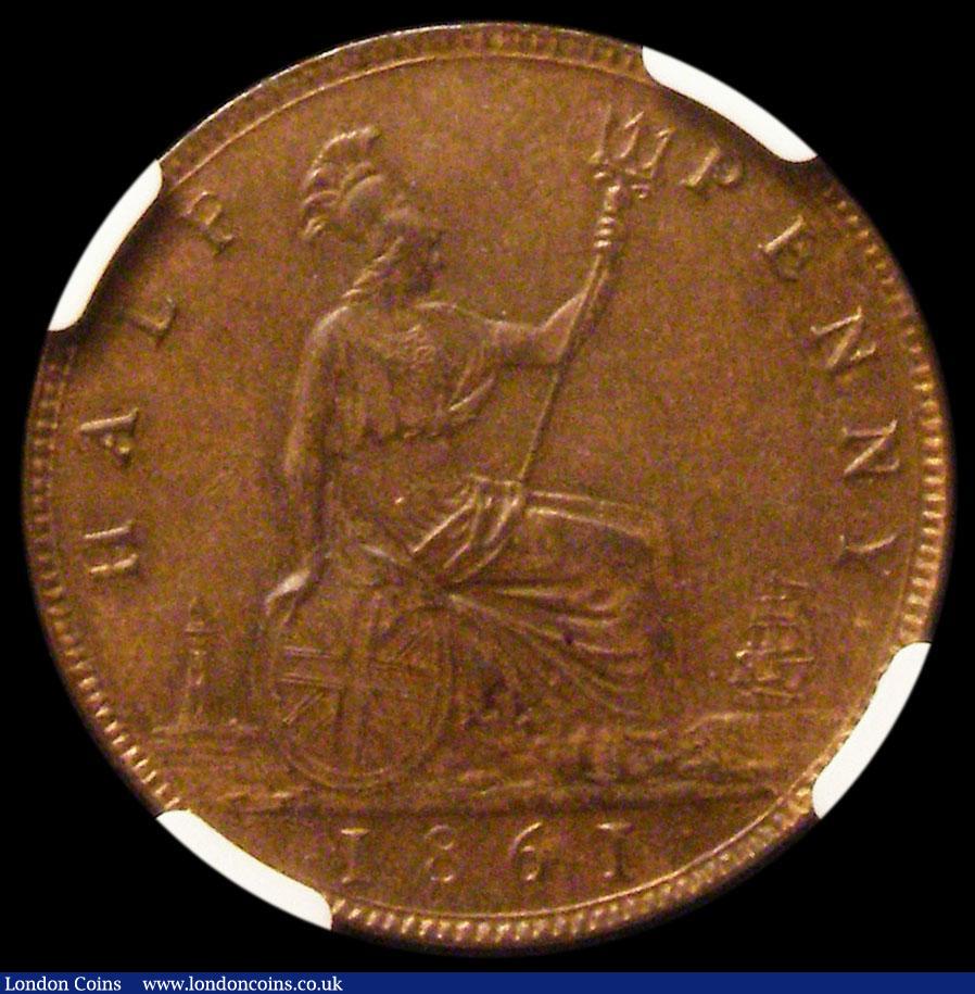 London Coins : A164 : Lot 1160 : Halfpenny 1861 Freeman 282 dies 7+G NGC AU58 BN