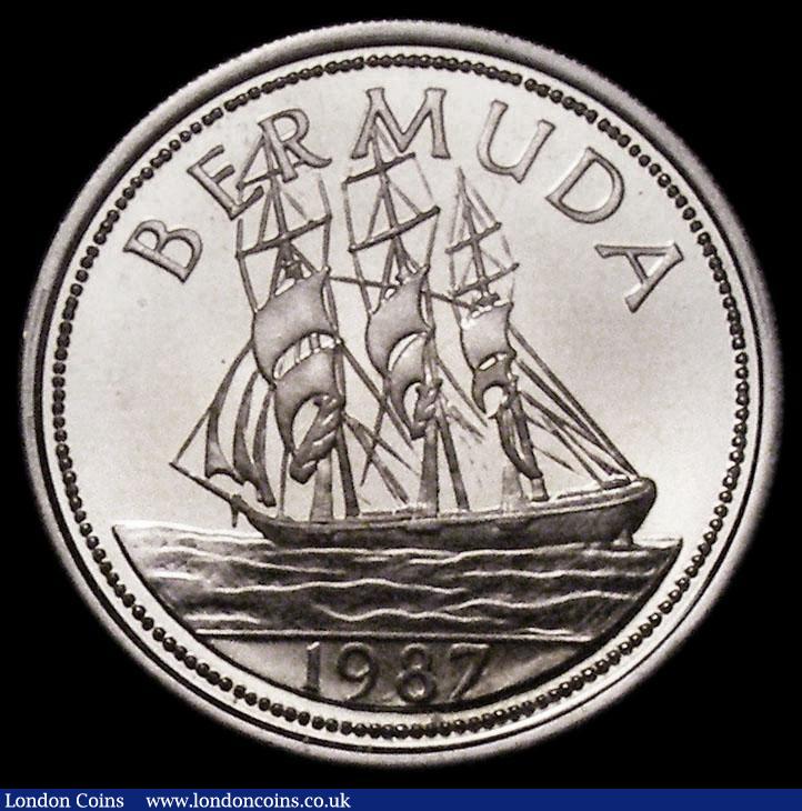 London Coins : A164 : Lot 309 : Bermuda Sovereign-size Mule 1987 Obverse Young Head of Queen Victoria VICTORIA QUEEN, Reverse Three-...