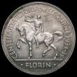 London Coins : A164 : Lot 288 : Australia Florin 1934-5 Centenary of Victoria and Melbourne KM#33 EF/About EF with tone lines on the...