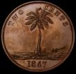 London Coins : A164 : Lot 430 : Liberia Two Cents 1847 Copper Pattern KM#Pn2 Obverse: Bust left with cap, Reverse Palm Tree with val...