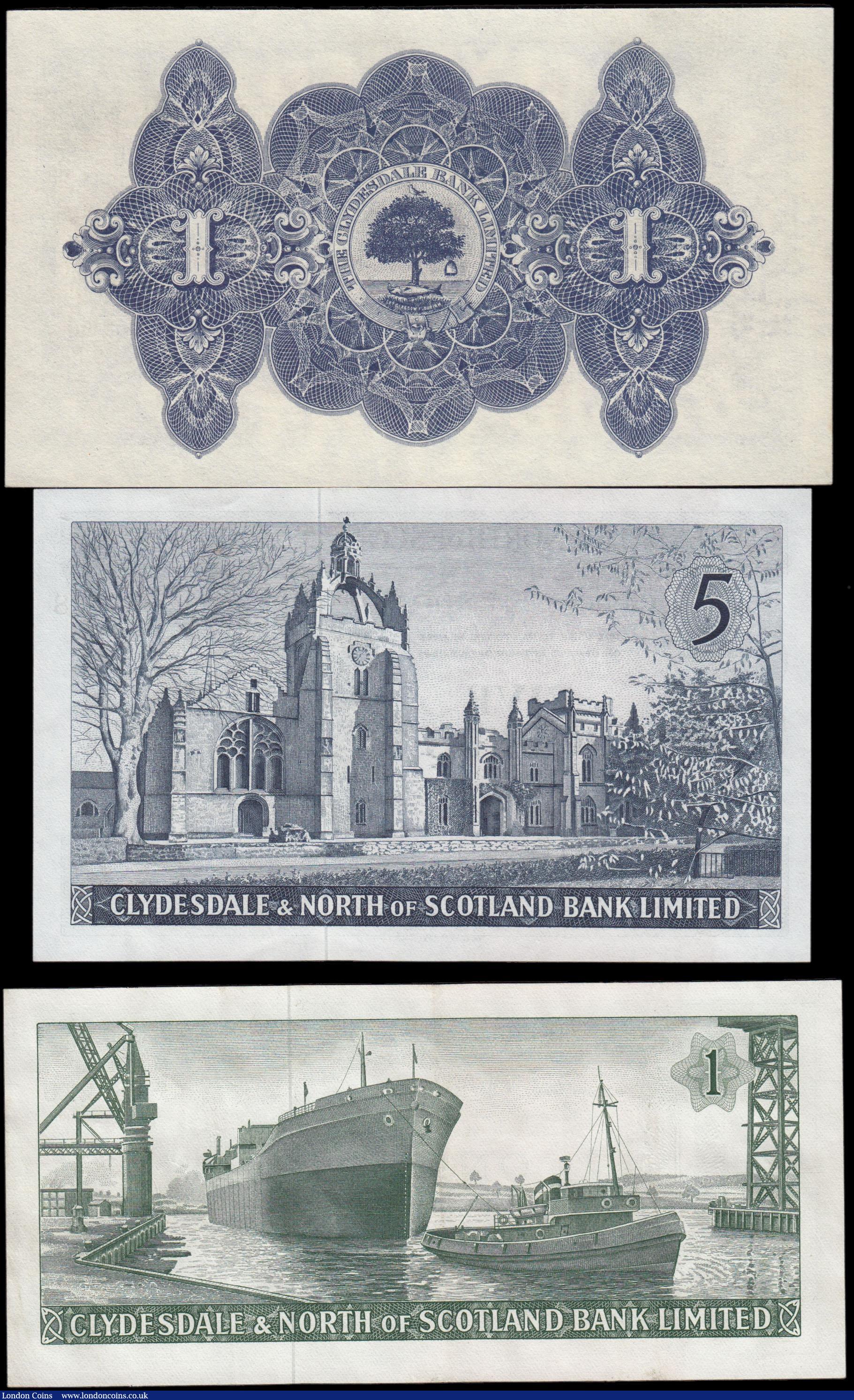 London Coins : A165 : Lot 1012 : Scotland (3) 1 Pound The Clydesdale Bank Limited Callow & Murphy CL 19g ( Pick 189f )  Allegoric...