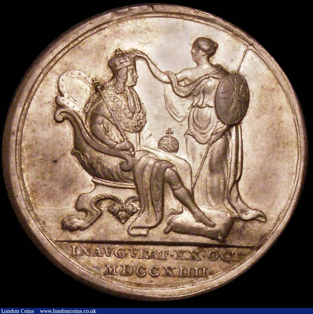 London Coins : A165 : Lot 1350 : Coronation of George I 1714 34mm diameter in silver by J.Croker, Eimer 470 the official Coronation i...