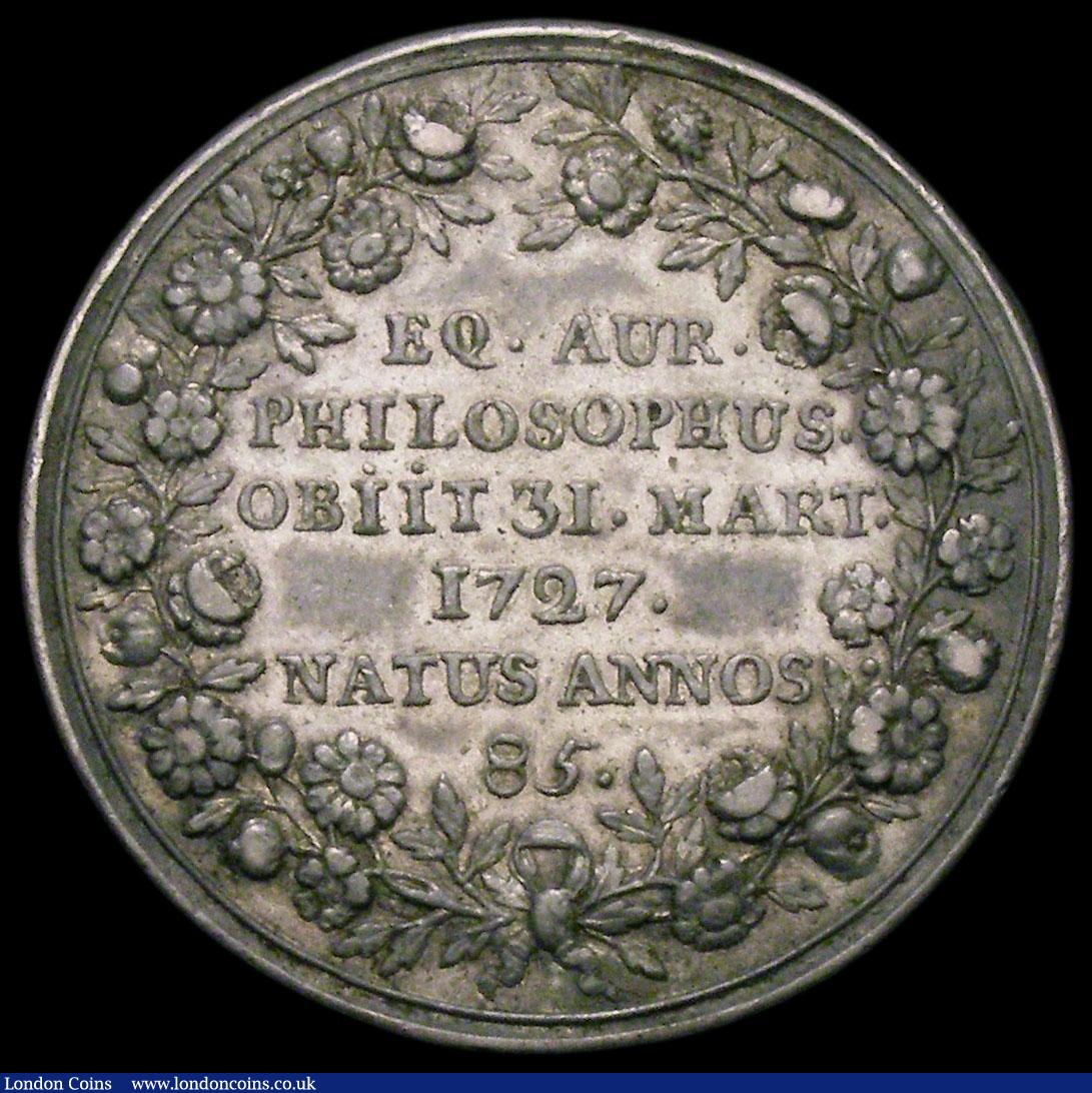 London Coins : A165 : Lot 1353 : Death of Isaac Newton 1727 33mm diameter in silver by J.Dassier, Eimer 506 Obverse: Bust three-quart...
