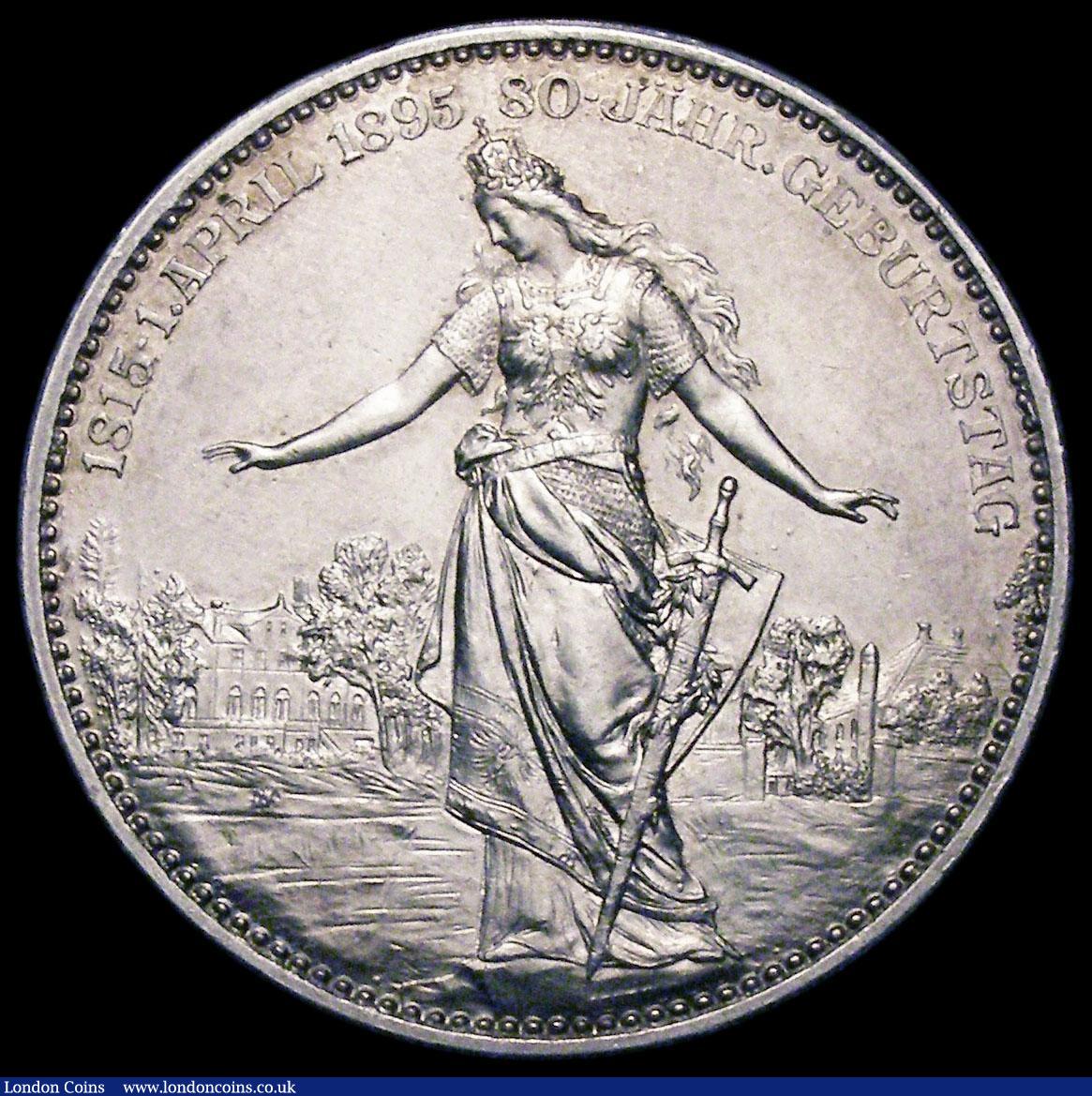 London Coins : A165 : Lot 1363 : Germany 1895 80th Birthday of Otto Von Bismarck 38mm diameter in silver by Oertel EF