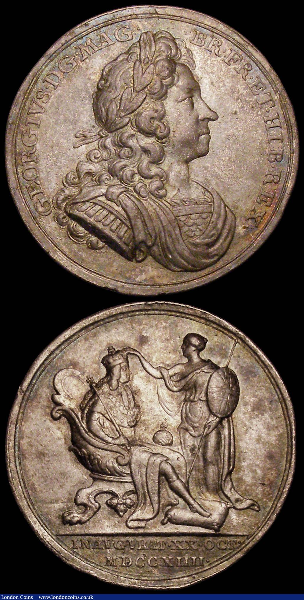 London Coins : A165 : Lot 1369 : Medals (2) Peace of Utrecht 1713 Eimer 460 35mm diameter in silver, Obverse draped bust left, ANNA ....