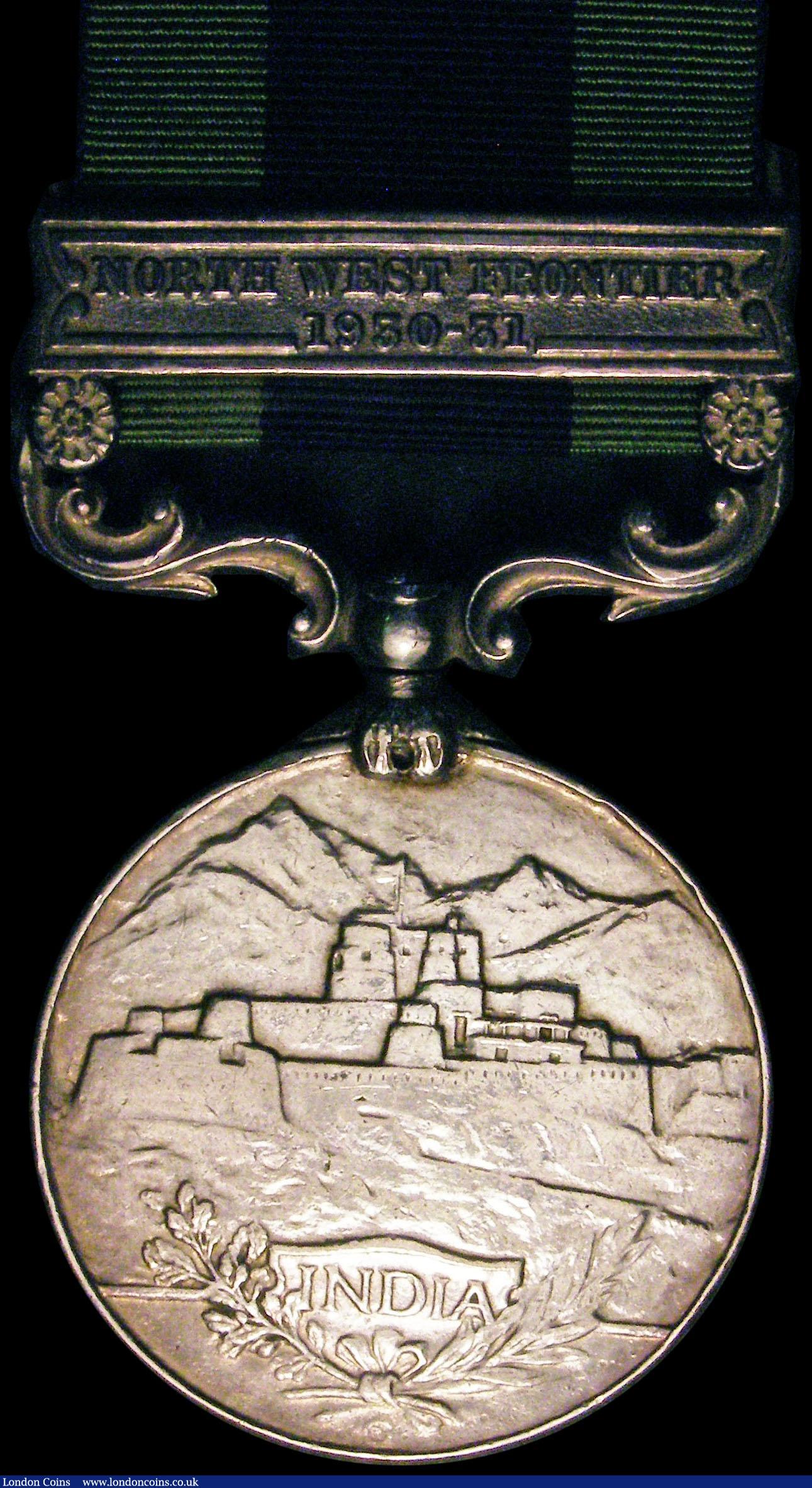 London Coins : A165 : Lot 1405 : India General Service Medal with North West Frontier 1930-31 clasp, awarded to 8573 SWR.Mohd Dazim, ...