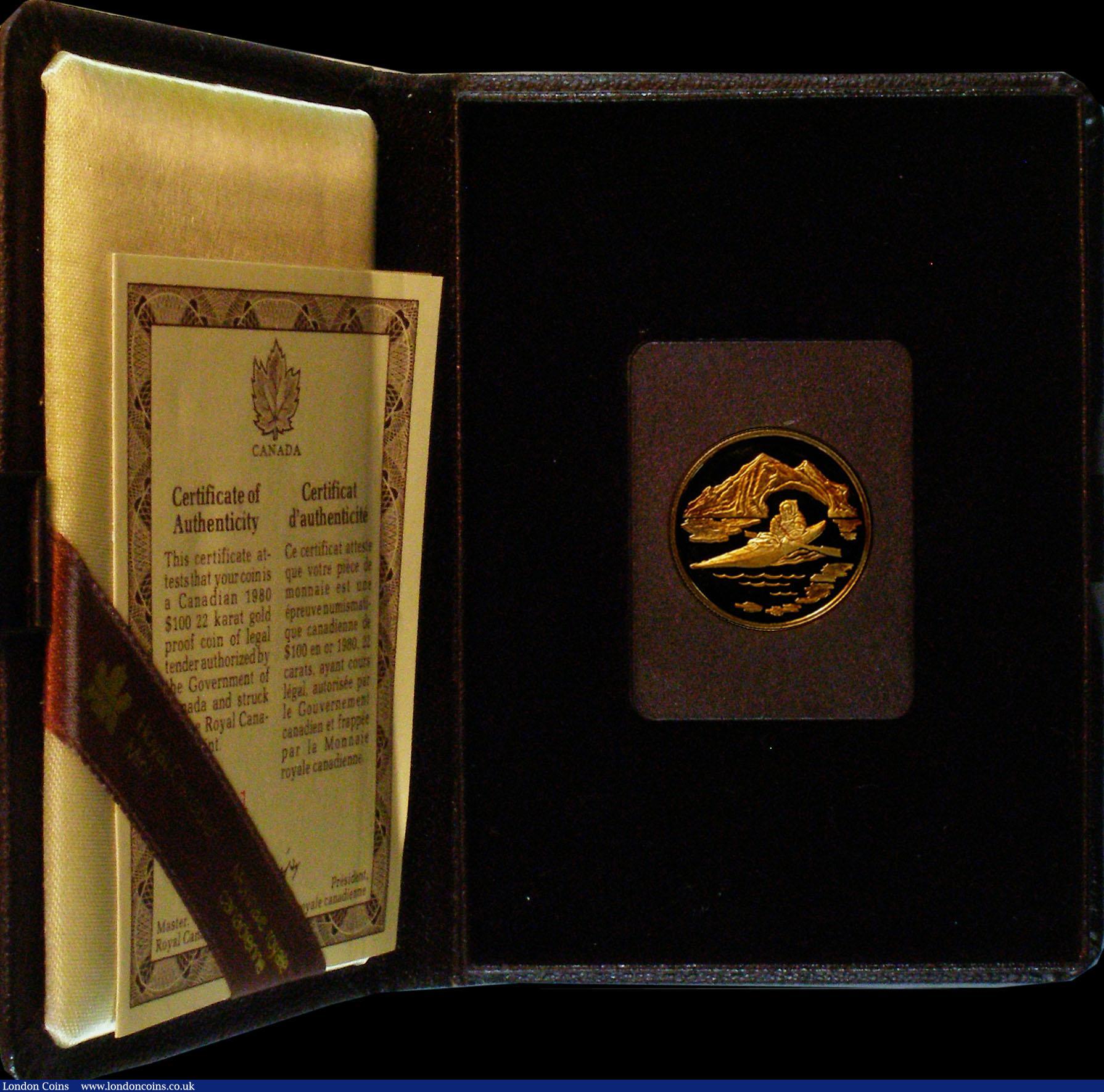 London Coins : A165 : Lot 1824 : Canada 100 Dollars Gold 1980 Arctic Territories KM#129 Gold Proof nFDC in the case of issue with cer...
