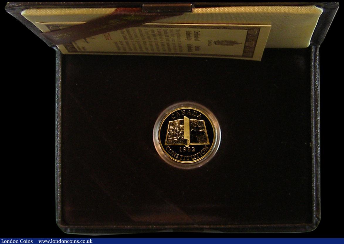 London Coins : A165 : Lot 1828 : Canada 100 Dollars Gold 1982 New Constitution KM#137 Gold Proof nFDC in the case of issue, no certif...