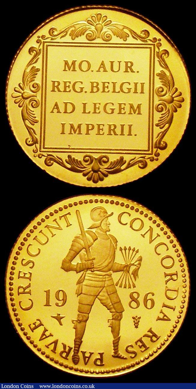 London Coins : A165 : Lot 1970 : Utrecht Fantasy Gold Ducat and Double Gold Ducat 1586 - 1986 by the Dutch Mint prooflike Unc and bot...