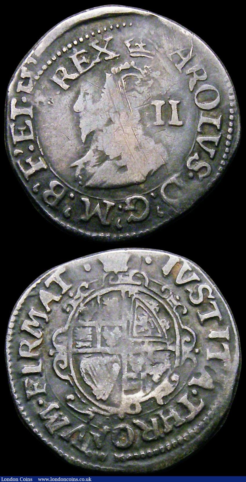 London Coins : A165 : Lot 2470 : Sixpence Charles I Group E, as S.2814, with C of CHRISTO double struck, mintmark Anchor Near Fine wi...