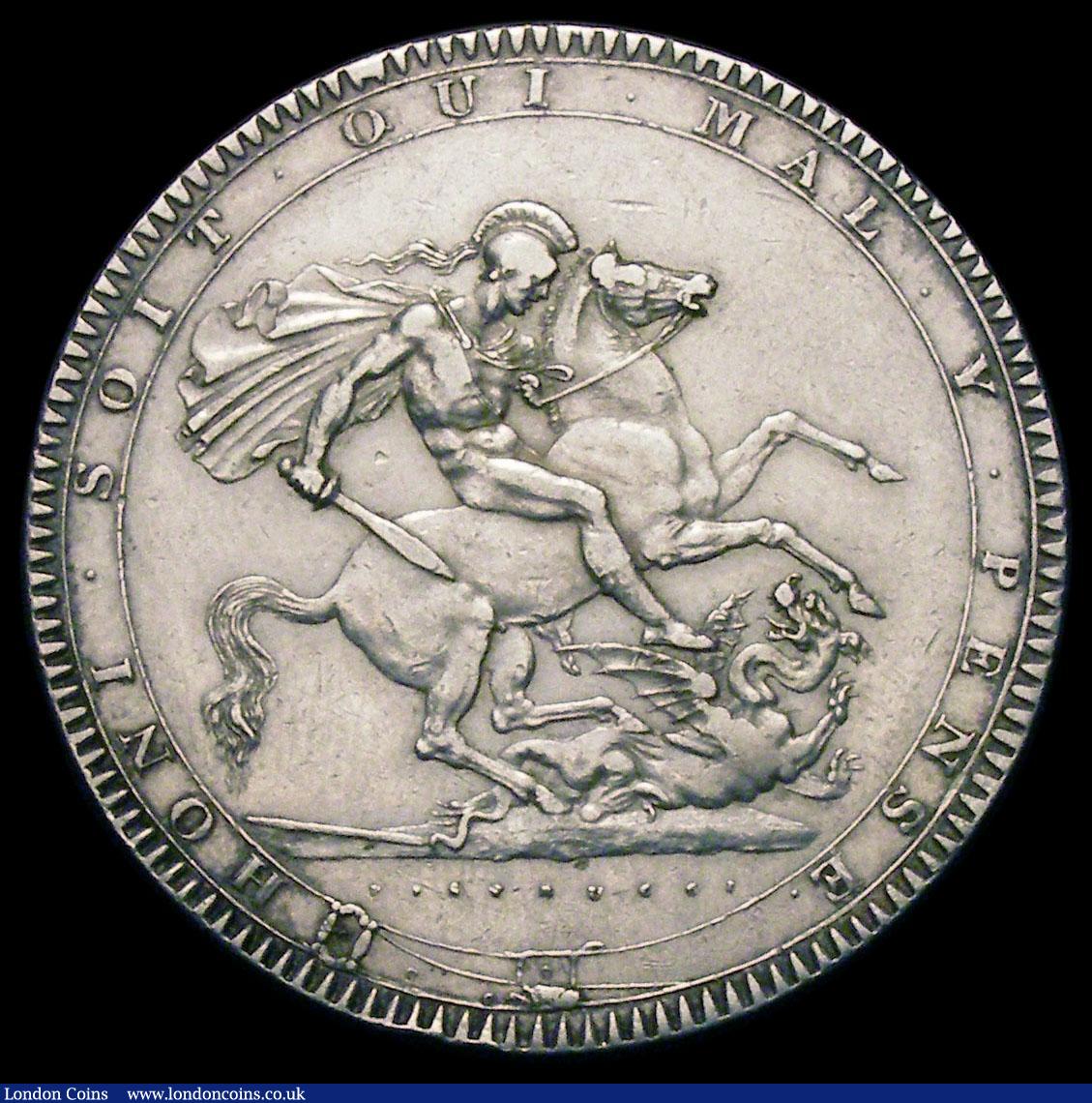 London Coins : A165 : Lot 2514 : Crown 1818 LIX as ESC 214, Bull 2009 but with TVT&Lambda;MEN (unbarred A) on edge NVF with some edge...