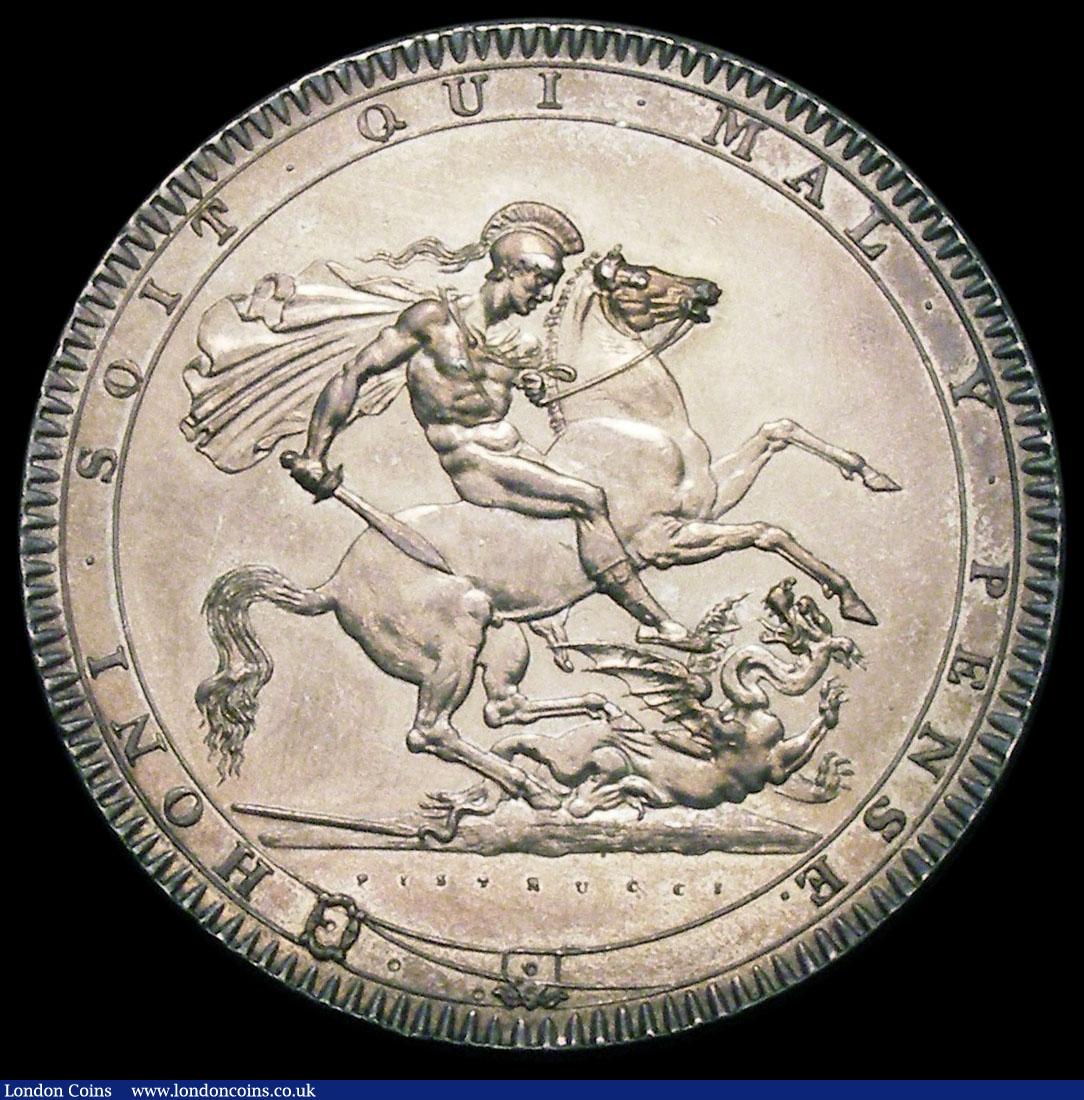London Coins : A165 : Lot 2516 : Crown 1818 LVIII ESC 211, Bull 2005 NEF and colourfully toned with some hairlines and some spots on ...
