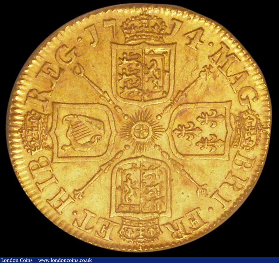 London Coins : A165 : Lot 2605 : Guinea 1714 Queen Anne S.3574 UNC and rare thus, in an LCGS holder and graded LCGS 80, the finest kn...