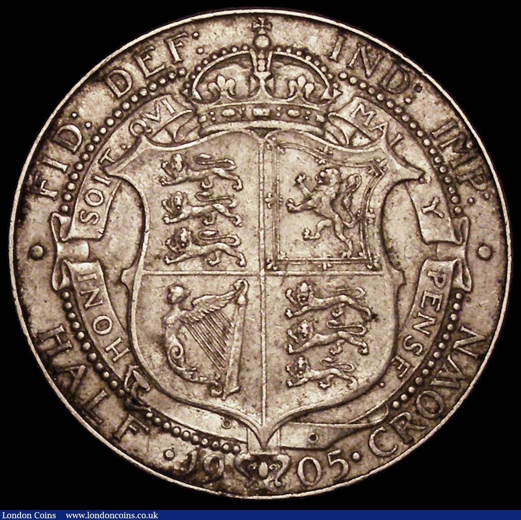 London Coins : A165 : Lot 2758 : Halfcrown 1905 ESC 750, Bull 3571 VF a solid middle grade example a key date rarity and considerably...