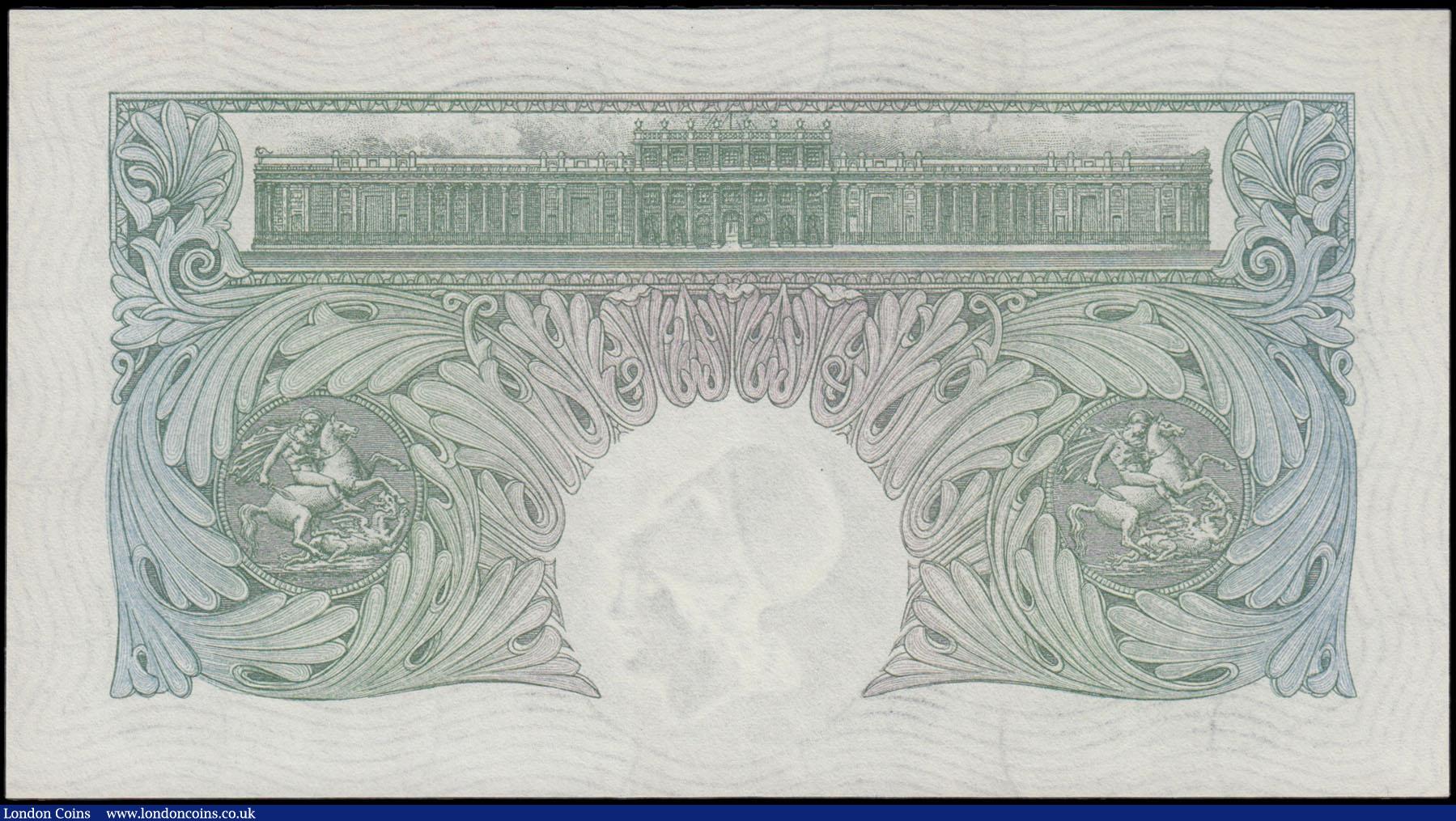 London Coins : A165 : Lot 314 : One Pound Green Catterns B225 issued 1930 last series Z95 224824 GEF - about UNC 