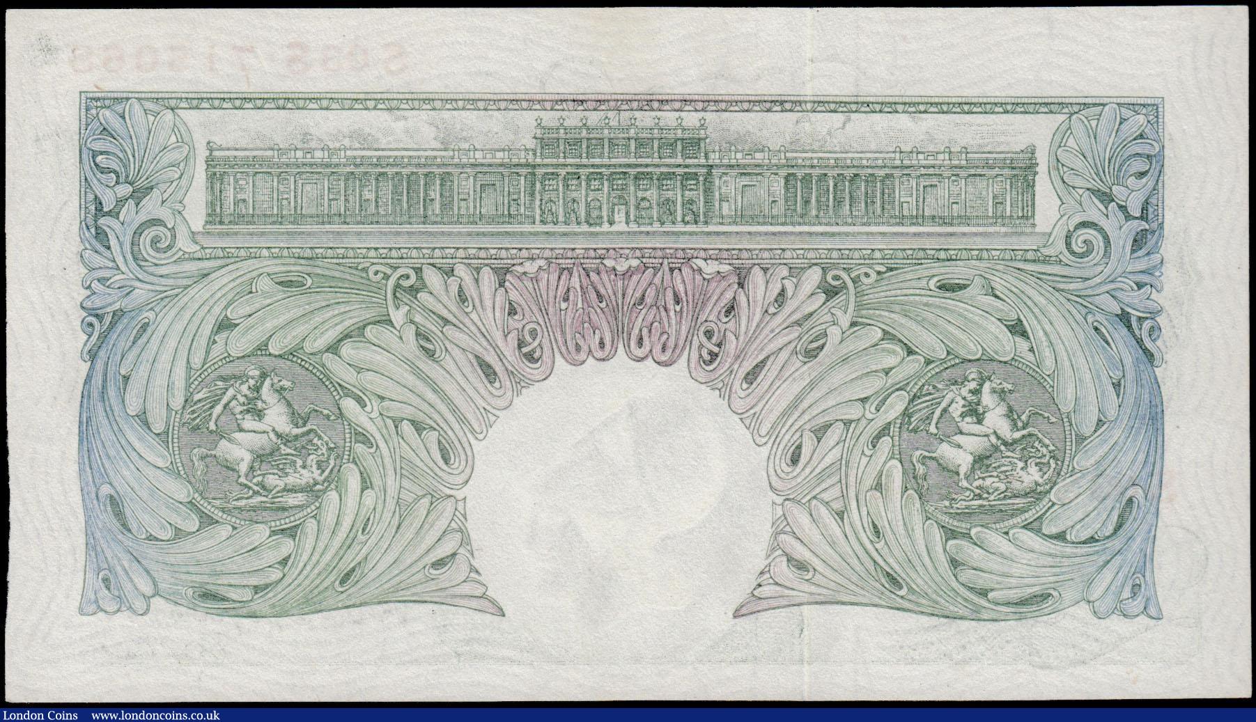 London Coins : A165 : Lot 351 : One Pound Green Peppiatt B261 Threaded Fourth Period Replecment issue 1948 series S03S 715068 minor ...