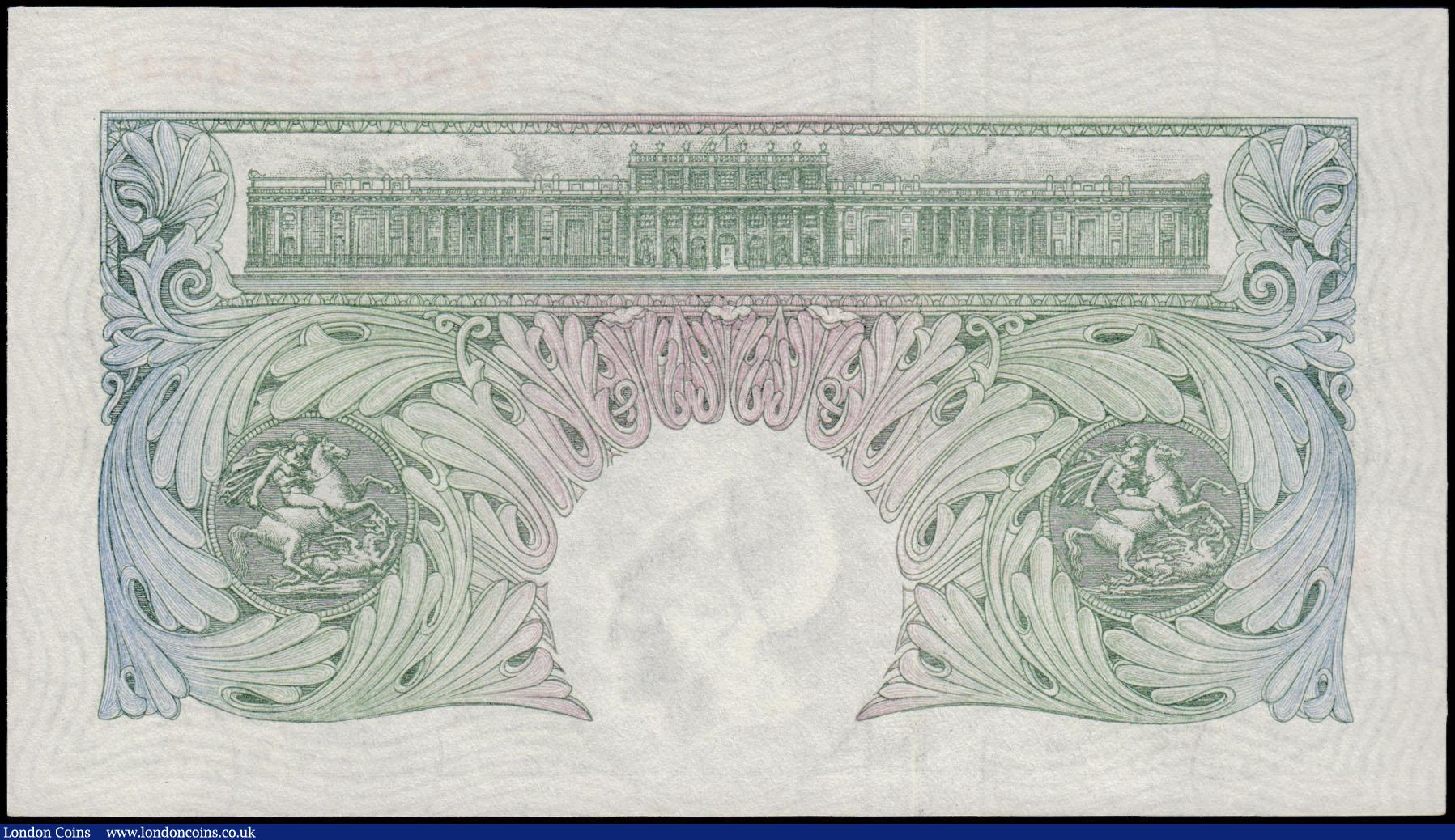 London Coins : A165 : Lot 352 : One Pound Green Peppiatt B260 Threaded Fourth Period issue 1948 series Z83A 229841 about UNC
