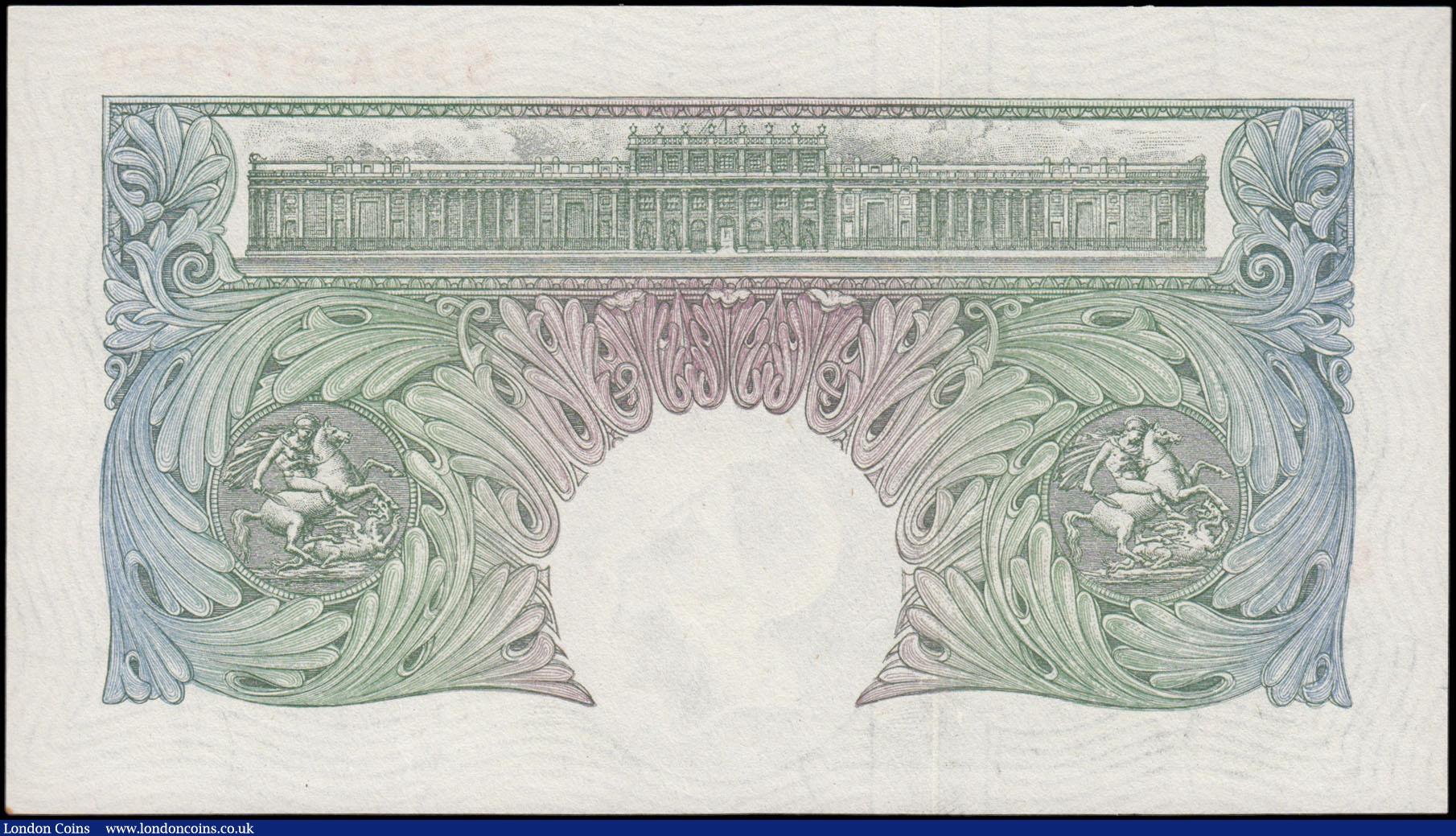 London Coins : A165 : Lot 353 : One Pound Green Peppiatt Fourth Period, B260 Threaded issue 1948, first series S55A 877250, choice U...
