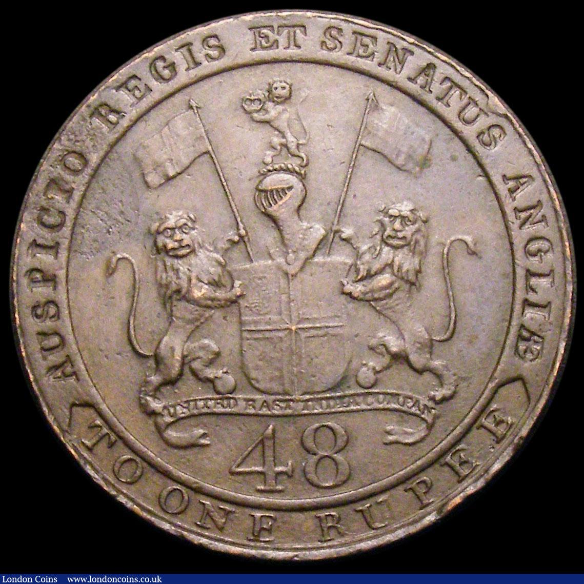 London Coins : A165 : Lot 3679 : India - Madras Presidency 1/48th Rupee (Dub) 1797 edge ENGLISH UNITED EAST INDIA COMPANY KM#398 VF, ...