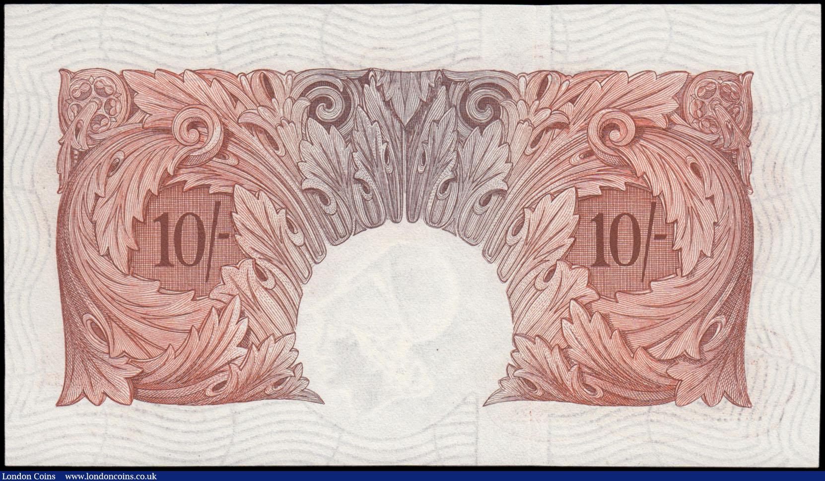 London Coins : A165 : Lot 376 : Ten Shillings O'Brien, B271 Red/Brown issue 1955, a later piece from the first series A84Z 8656...