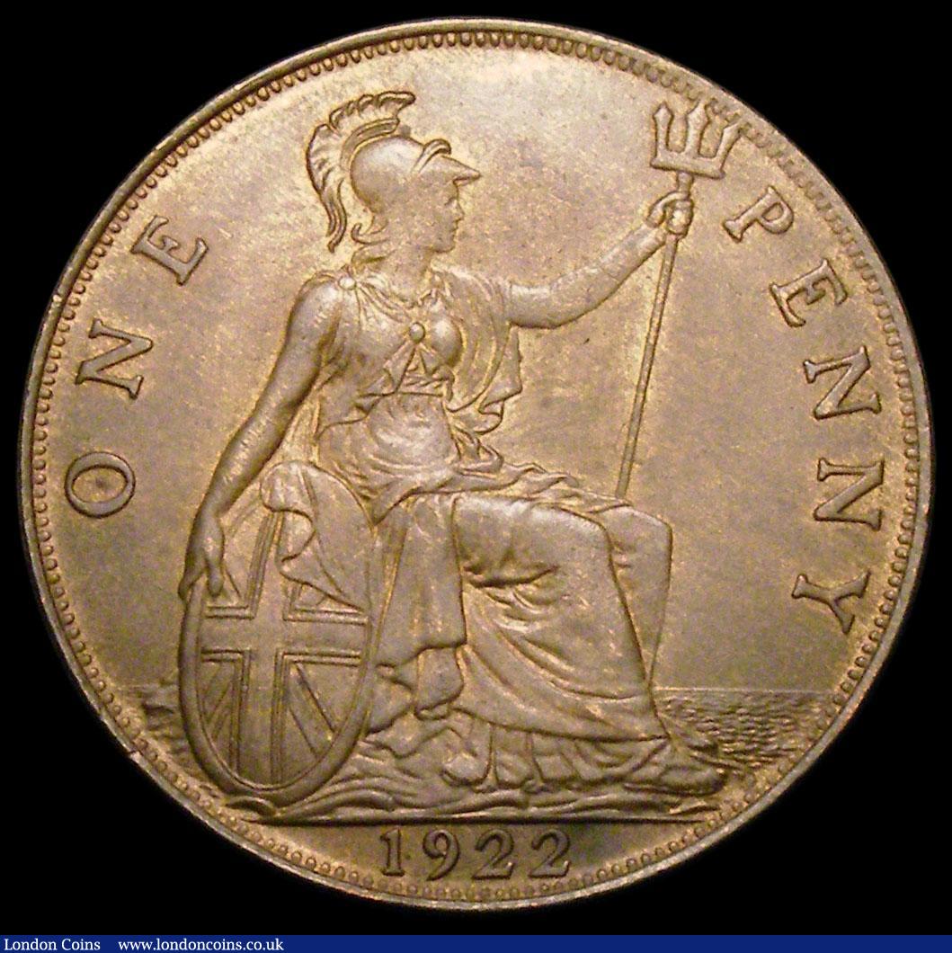 London Coins : A165 : Lot 3928 : Penny 1922 as Freeman 192 dies 3+B with the 'crows foot' variety on the obverse on the por...