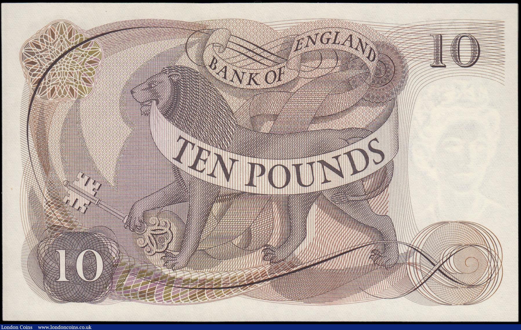 London Coins : A165 : Lot 407 : Ten Pounds Hollom Lion & Key B299 Brown issue 1964 first run A01 602863 UNC