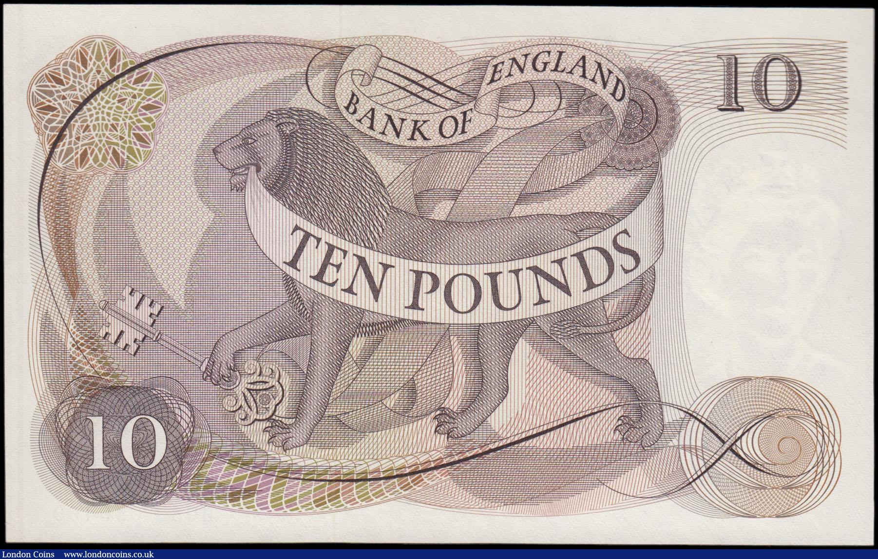 London Coins : A165 : Lot 437 : Ten Pounds Page Lion & Key B326 Brown issue 1971 series B08 696469 UNC