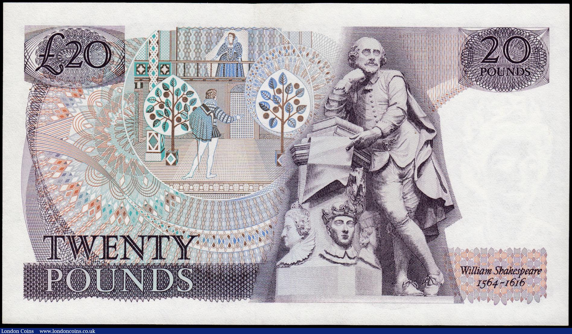 London Coins : A165 : Lot 439 : Twenty Pounds QE2 and William Shakespeare, Page B328 issued 1970, first series A13 668522, UNC