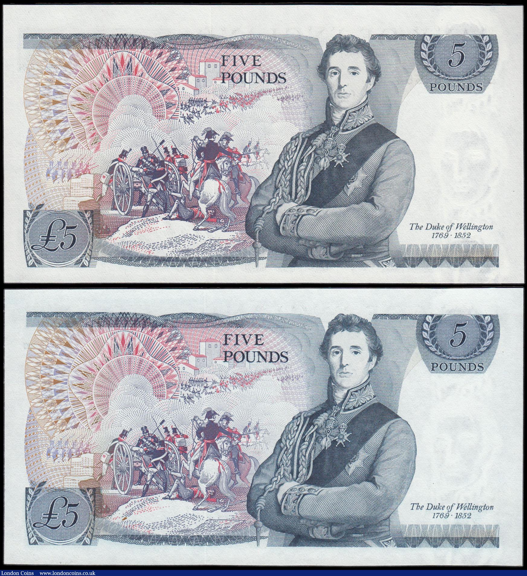London Coins : A165 : Lot 444 : Five Pounds QE2 and The Duke of Wellington (2) Page B332 issued 1971 a first & last series pair ...